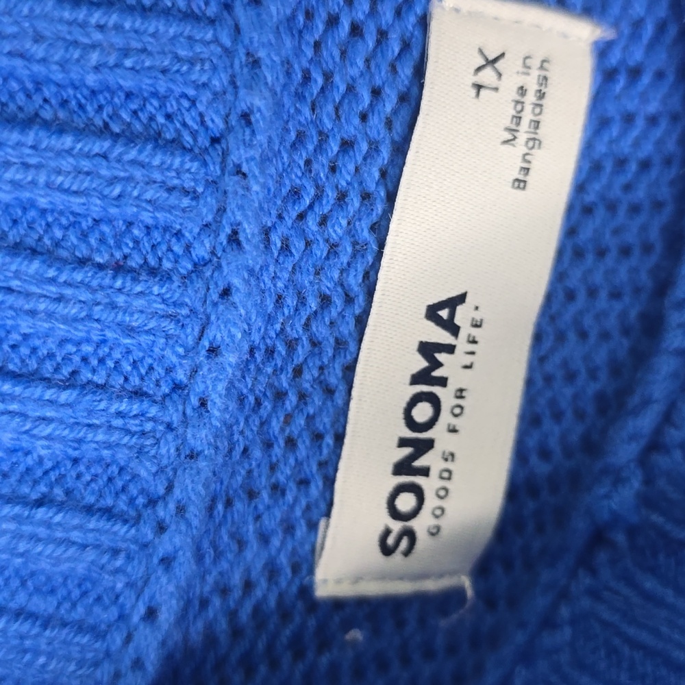 Sonoma Women's Sweater in Vibrant Blue, Plus Size 1X, NWT - Picture 3 of 5